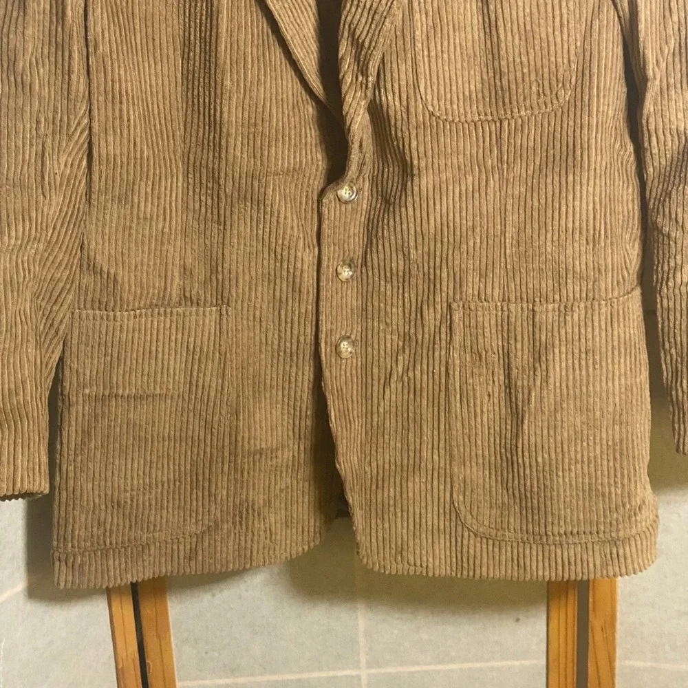 Vintage‎ James River Traders Mens Tan Corduroy 3-Button Blazer Sport Coat Size L